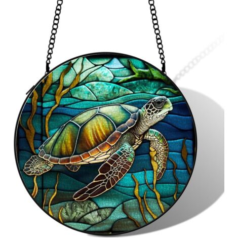 Suspension vitrail hibou attrape-soleil 25 cm décoration fenêtre cadeau intérieur