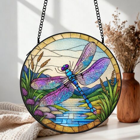 Suspension vitrail oiseau attrape-soleil 25 cm décoration fenêtre cadeau intérieur