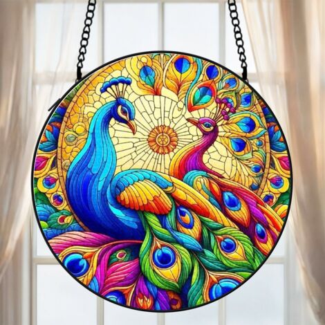 Suspension vitrail papillon attrape-soleil 25 cm décoration fenêtre cadeau intérieur