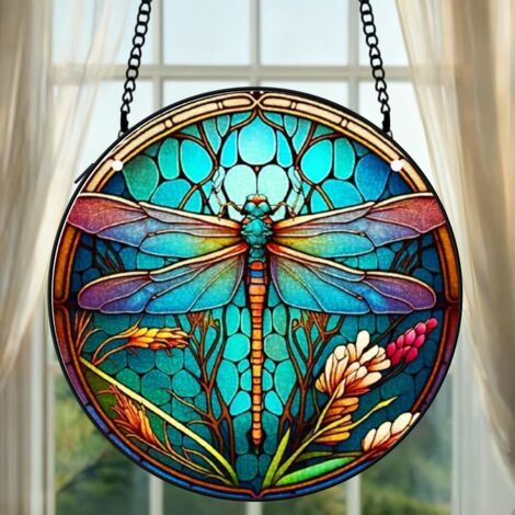 Suspension vitrail perroquet attrape-soleil 25 cm décoration fenêtre cadeau intérieur