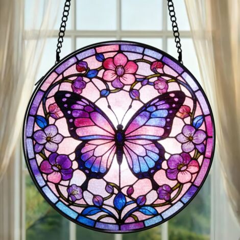 Suspension vitrail perroquet attrape-soleil 25 cm décoration fenêtre cadeau intérieur