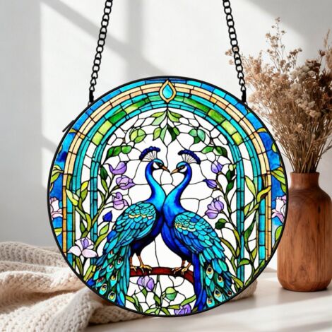 Suspension vitrail poisson attrape-soleil 25 cm décoration fenêtre cadeau intérieur