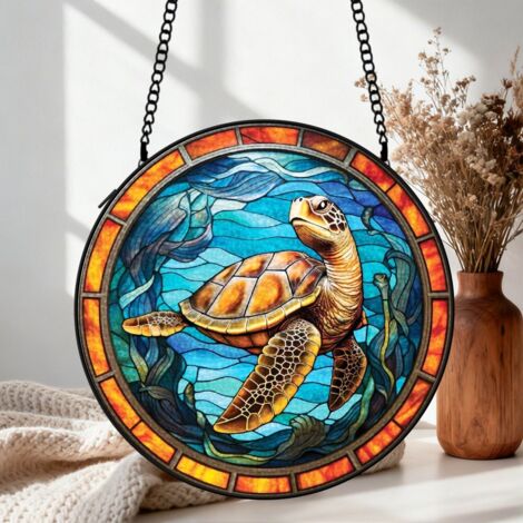 Suspension vitrail renard attrape-soleil 25 cm décoration fenêtre cadeau intérieur