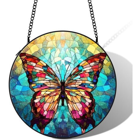 Suspension vitrail tortue attrape-soleil 25 cm décoration fenêtre cadeau intérieur