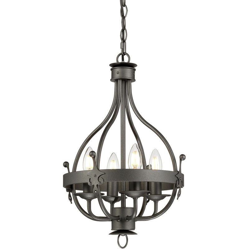 Windsor - Chandelier 4 Light Graphite Finish, E14 - Elstead