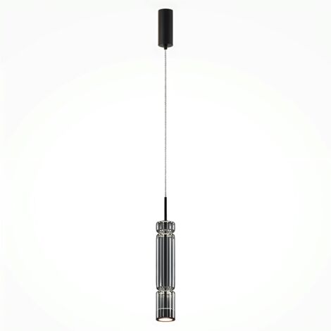 Suspension design LED – abat‑jour verre taillé gris 365 cm SOLANA