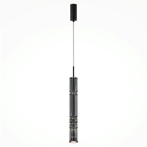 Suspension design LED – abat‑jour verre taillé gris SOLANA
