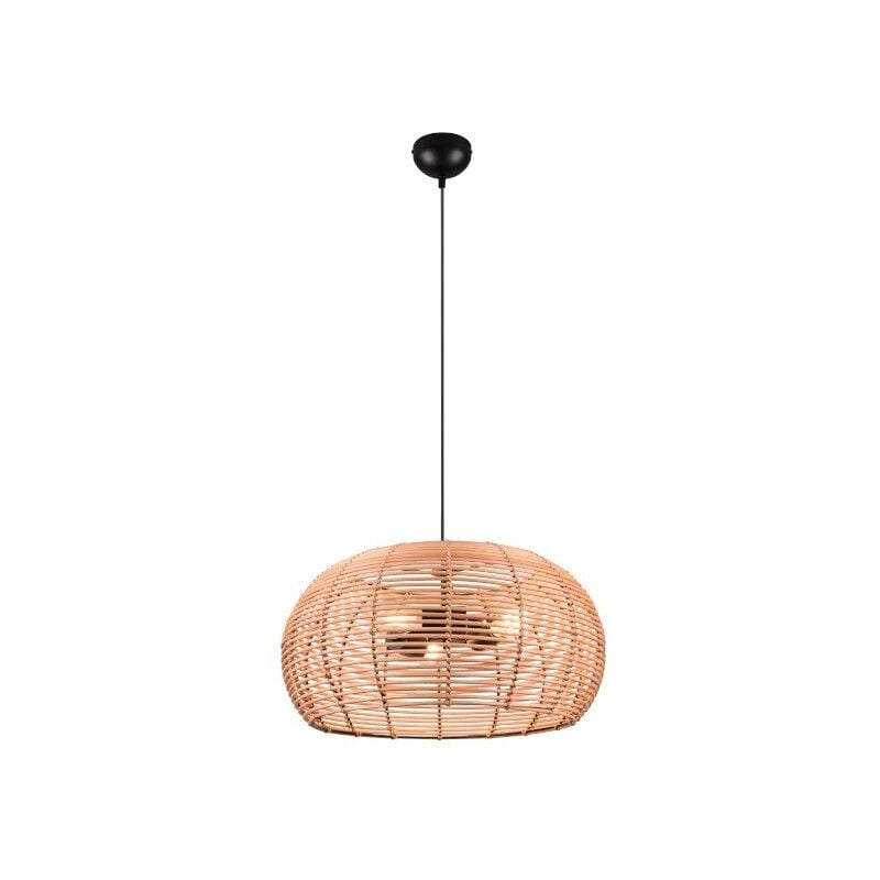 Suspension Led métal et rotin culot E27 50 cm Trio Inga