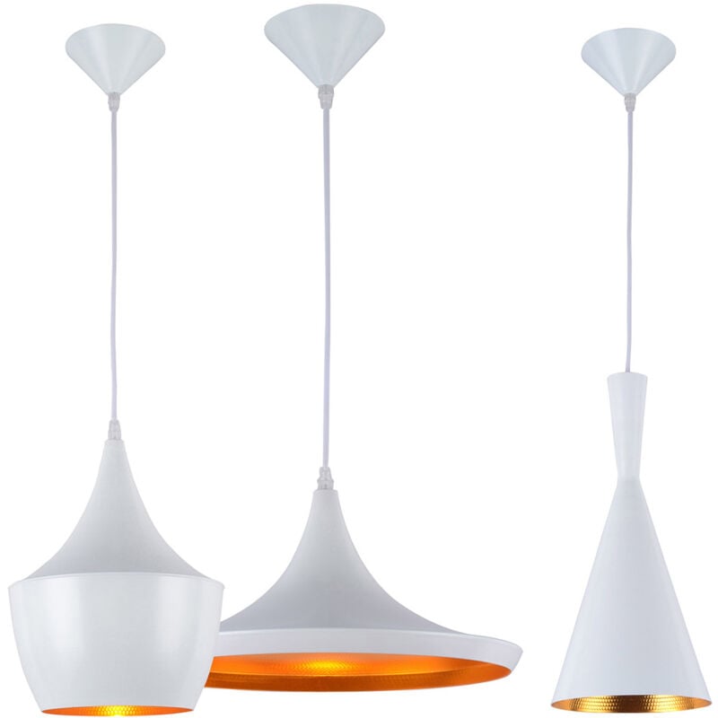 Pack de 3 Lampes de Plafond Suspendues - Design Industriel - Extensive Blanc