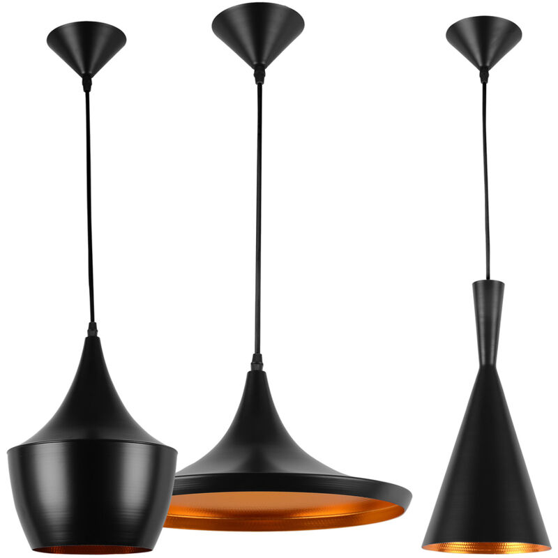 Pack de 3 Lampes de Plafond Suspendues - Design Industriel - Extensive Noir Pack de 3 Lampes de Plafond Suspendues - Design Industriel - Extensive Noir