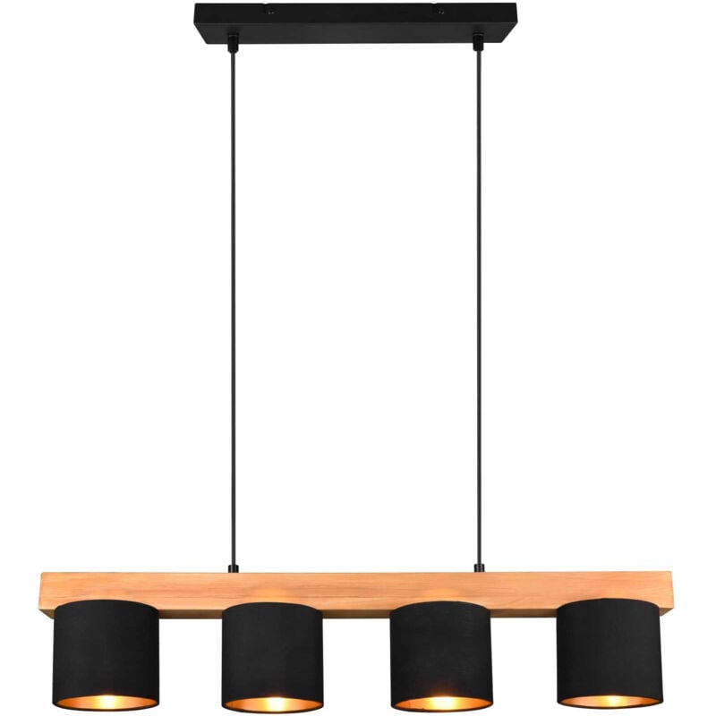 Suspension, Suspension design 4 abats-jours Cameron Noir en Wood, trio