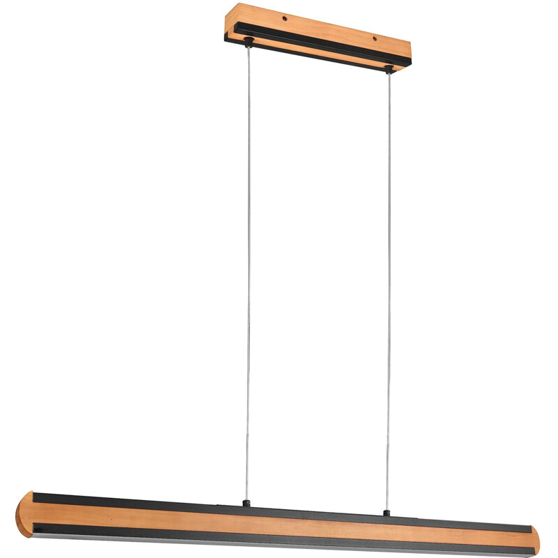 Trio - suspension, deacon incl. 1 x LED,SMD,42,0 WATT,2700-6000K,5000 lm. métal, noir mat, corps: bois naturel, naturel L:110,0CM