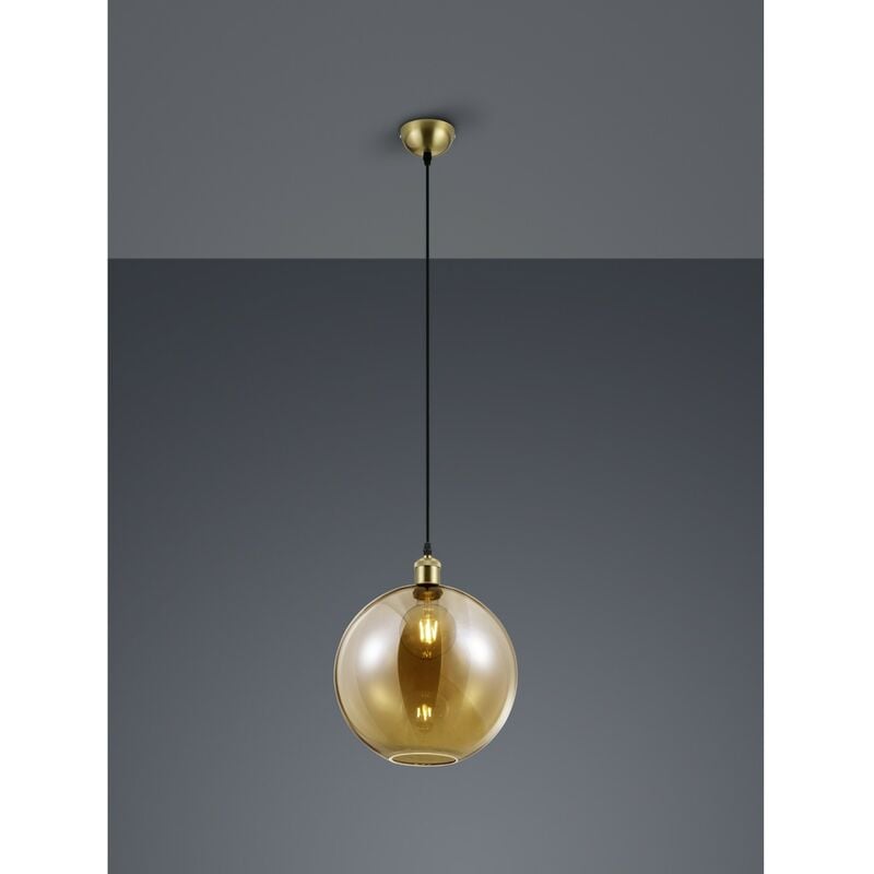 Trio Lighting - Suspension Simple Sphère Verre Ambre Dino Ø30 cm