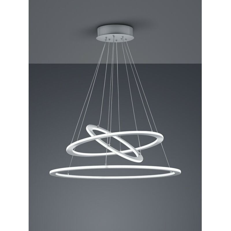 Defibrico - Suspension Led Dimmable 3 Anneaux Durban Nickel Ø80 cm Trio Lighting