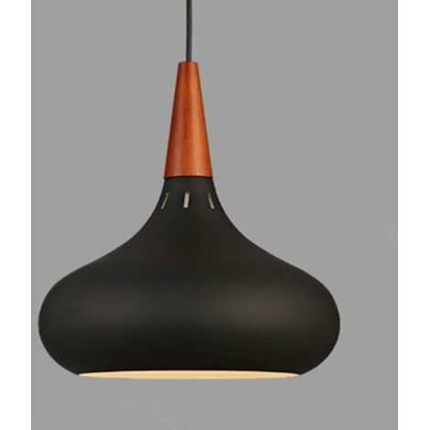 Suspensions luminaires Liaison en Bois, Industriel Edison Simplicité Lustre Vintage Plafonnier Luminaire Suspendu-en E27 Abat-jour Style Nordique (noir)