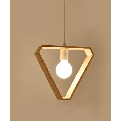 Suspensions Lumineuses E27 Créatives de Style Industriel en Bois, Plafonnier Moderne, Contemporain(Forme de triangle)