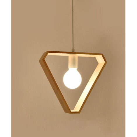 Suspensions Lumineuses E27 Créatives de Style Industriel en Bois, Plafonnier Moderne, Contemporain(Forme de triangle)