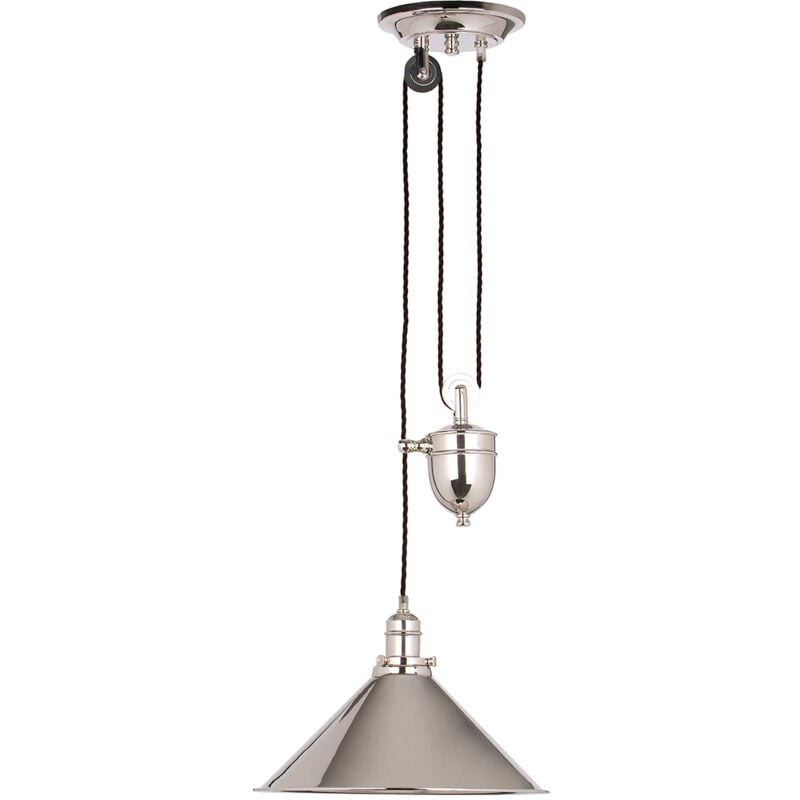 Provence - Luminaire suspendu à 1 ampoule en forme de dôme, nickel poli, E27 - Elstead