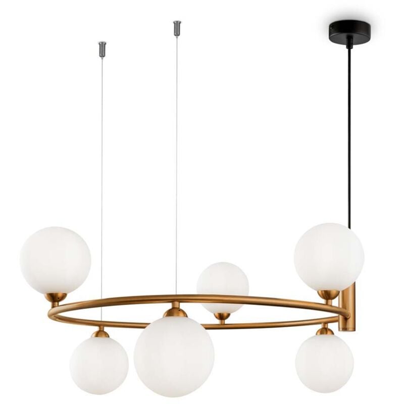 Suspension suspension suspension suspension suspension 6 flammes verre métal laiton