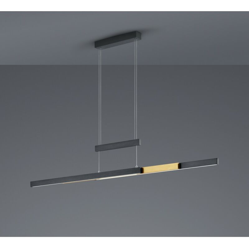 Trio - Lustre De Bureau Moderne Trajan Double Led Touch Gradateur Noir Et Laiton Lighting