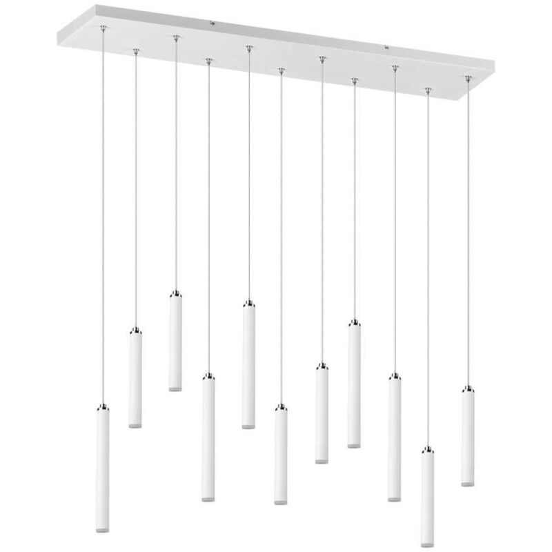 Suspension, Suspension 11 lampes ajustables Tubulaire Blanc en Metal, TRIO
