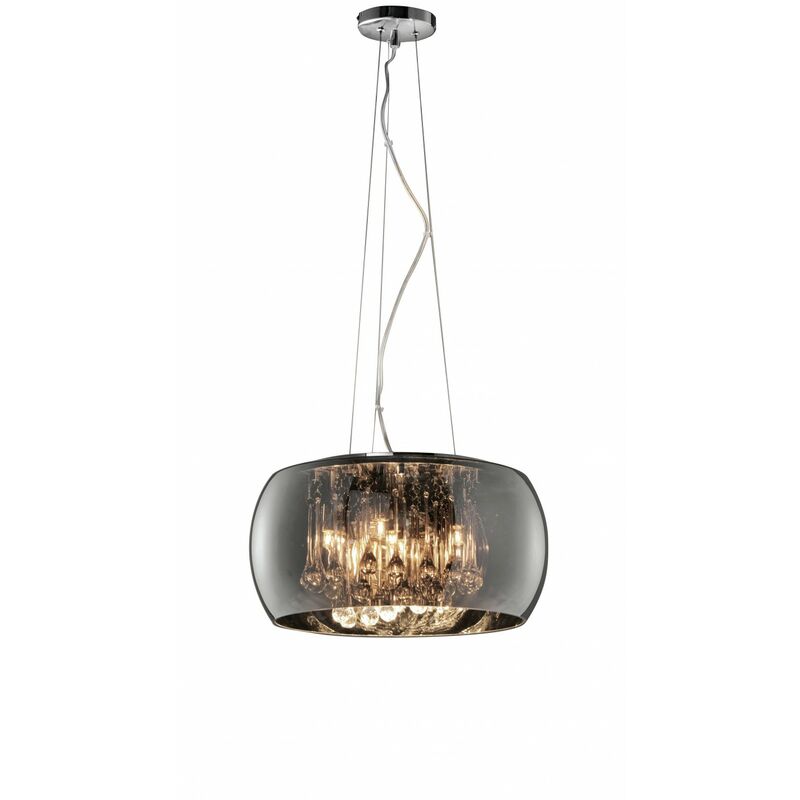 Defibrico - Steam Suspension Verre Chromé Et Pampilles Ø40 cm Trio Lighting
