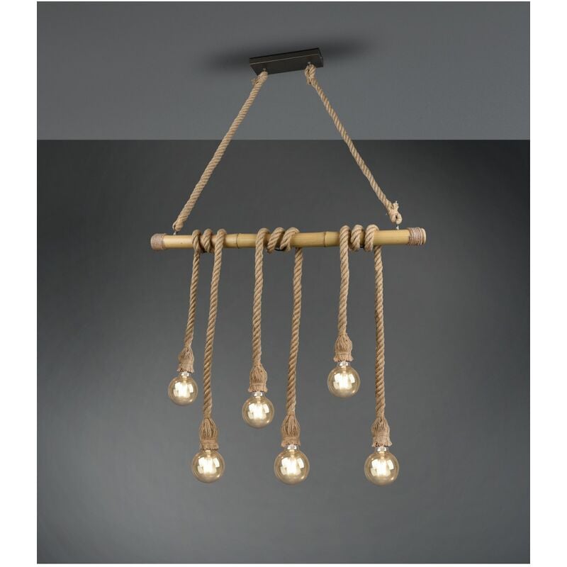 Defibrico - Suspension Vintage Wilma Bambou Barre Et Corde L100 cm Trio Lighting