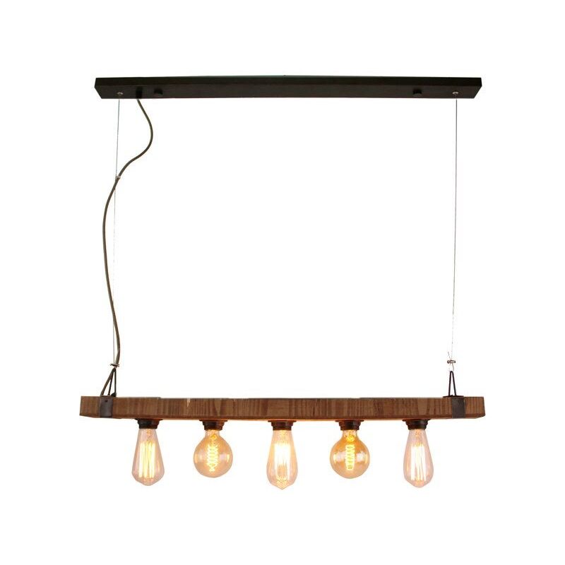Suspension, E27 Style Industriel Woodhill Métal Noir Et Bois Brilliant