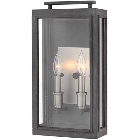 Sutcliffe Hinkley Outdoor 2-Licht-Wandlaterne im Alter von Zink IP44