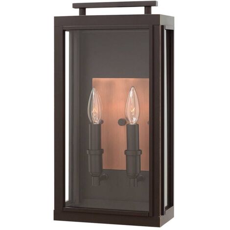 Sutcliffe Lanterne murale extérieure à 2 lumières Hinkley, bronze huilé IP44