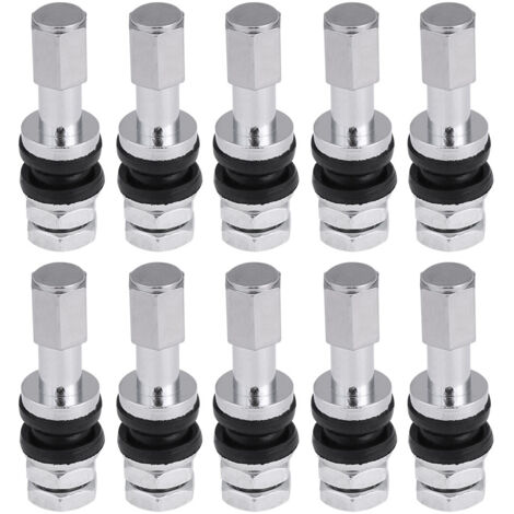 Suuonee Tige de Valve de Pneu sans Chambre à air, 10pcs TR43E métal Camion de Voiture Moto Tiges de Valve de Pneu sans Chambre à air avec Bouchon Anti-poussière Argent.