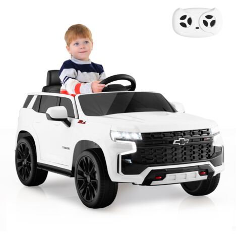 SUV Chevrolet Tahoe pour 3-6 Ans Véhicule Electrique Alimenté par Batterie 12 V Télécommande 24 G Suspension à Ressort Blanc CW8120 Maison Chic