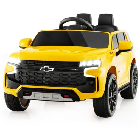 SUV Chevrolet Tahoe pour 3-6 Ans Véhicule Electrique Alimenté par Batterie 12 V Télécommande 24 G Suspension à Ressort Jaune CW9054 Maison Chic