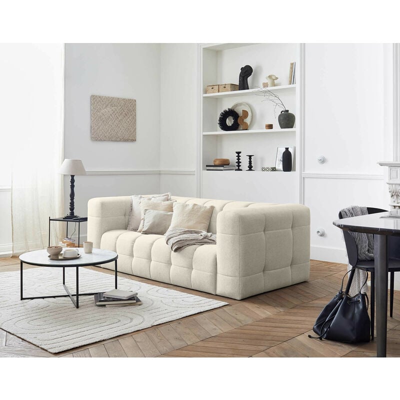 Lisa Design - Suzano - canapé 3 places - en tissu - beige
