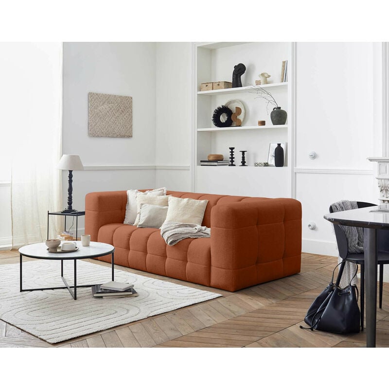 Lisa Design - Suzano - canapé 3 places - en tissu - terracotta