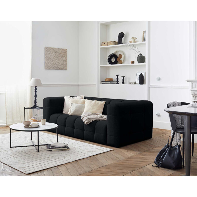 Lisa Design - Suzano - canapé 3 places - en tissu - noir