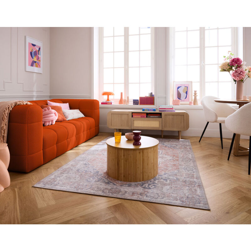 Lisa Design - Suzano - canapé 3 places - en tissu mailles 3d - orange