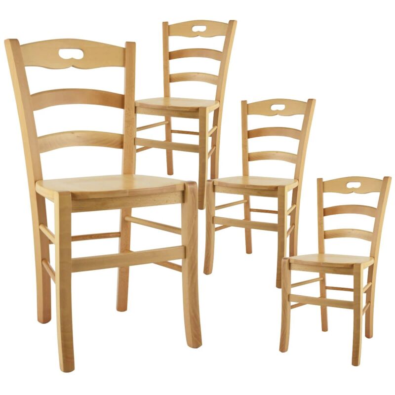 Altobuy - suzy - Lot de 4 Chaises Naturelles et Assises en Bois