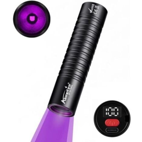 SV125 Lampe Torche UV 365nm 5W Petit USB C Rechargeable Affichage Numérique Lampe Ultraviolet Lumiere Noire Détecteur D'urine pour Resine, Scorpion, Minéraux, Ambre avec Batterie Intégrée