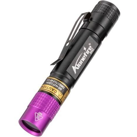 SV62 3W Mini Lampe Torche UV LED Puissante 365nm Lumière Noire Très Petit pour Peinture, Minéral, Fluoresceine, Détecteur D'urine, Détection d'argent avec Batterie AAA