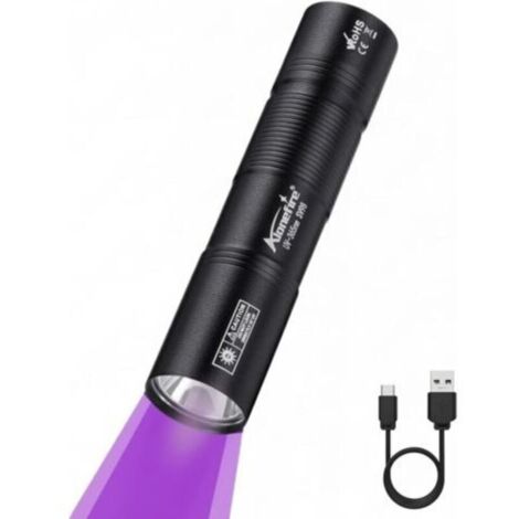 SV98 3W Lampe Torche UV LED 365nm Petit Type C USB Rechargeable Mini Lampe Ultraviolet Lumiere Noire Détecteur D'urine pour Resine, Pêche, Scorpion, Minéraux, Ambre avec Batterie Intégrée