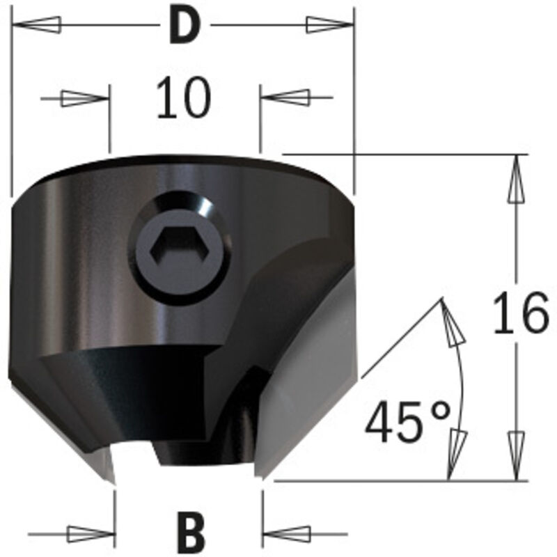315.200.11 SVASATORE 45° HW Z2 L=16 D=20 d=5-10 DX