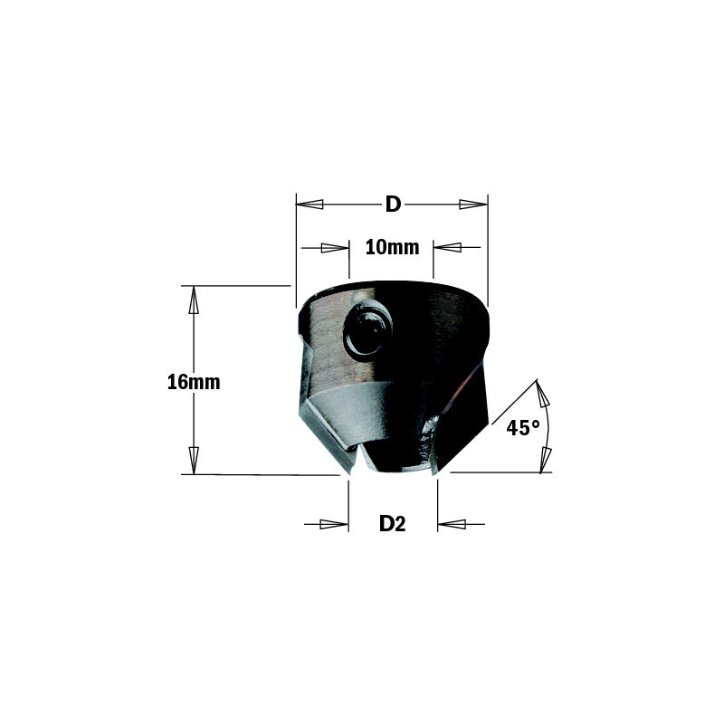 315.200.11 svasatore 45° hw Z2 L=16 D=20 d=5-10 dx