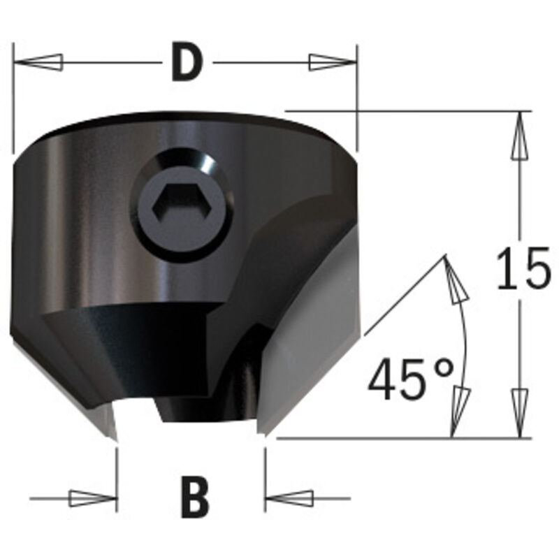 316.080.12 SVASATORE 45° HW Z2 L=15 D=18 d=8 SX