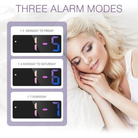 Sveglia - 3 livelli di luminosità regolabili - Sveglia a LED da 6,5 pollici - Sveglia da camera da letto con funzione snooze - Adatta per camera da letto, casa e ufficio