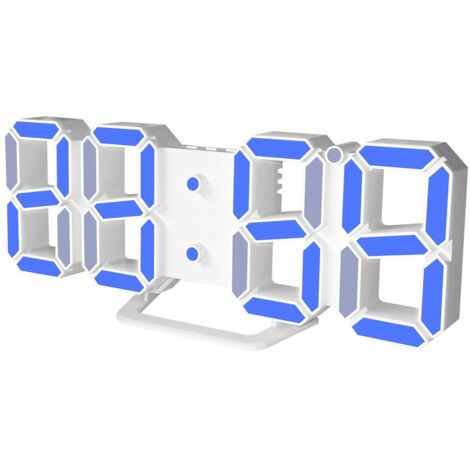 Sveglia 3D a LED con display digitale della data, temperatura, snooze, da appendere alla parete - Conchiglia bianca con scritta blu