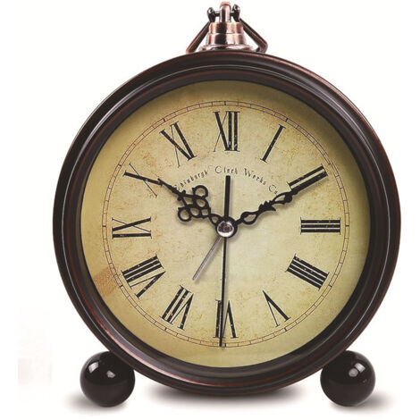 Sveglia analogica retrò senza ticchettio: orologio da comodino, orologio da tavolo vintage, silenzioso, piccolo orologio da tavolo a batteria, orologio da tavolo analogico vintage per camera da letto