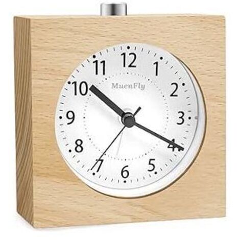 Sveglia analogica senza ticchettio, legno con sveglia a ripetizione, sveglia alimentata a batteria senza radiazioni, orologio da scrivania con luce notturna per camera da letto, comodino per bambini e