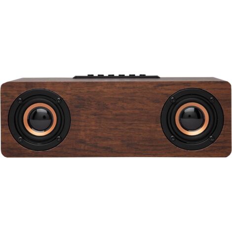 Sveglia con altoparlante Bluetooth in legno con radio FM, ricarica a induzione wireless per smartphone, porta di ricarica USB, luminosità regolabile, sveglia digitale con display a LED, 425024