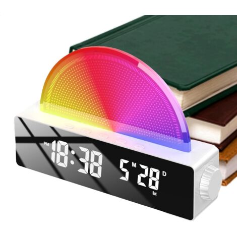 Sveglia con simulazione dell'alba - Sveglia elettronica intelligente - Per la camera da letto - Display multicolore per chi ha il sonno pesante